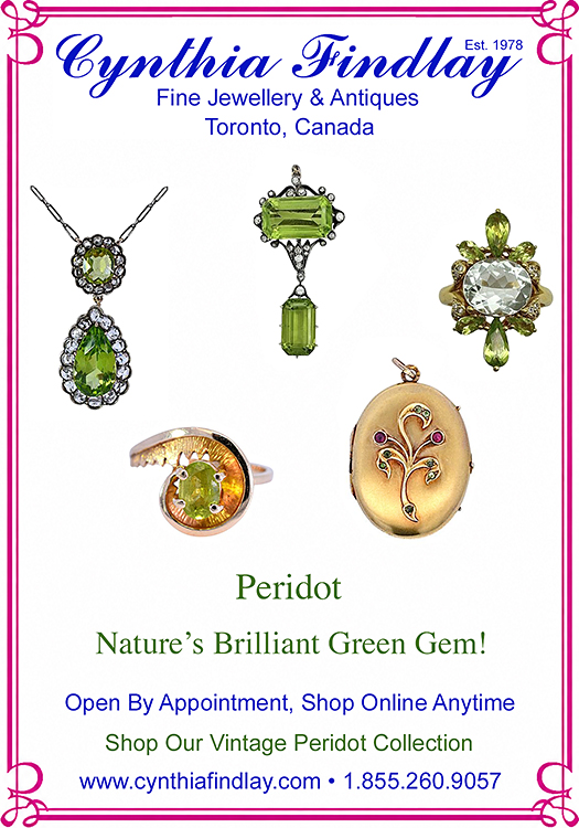 Peridot: Nature's Brilliant Green Gem! Ad in The Globe And Mail, similar layout in the Toronto Star