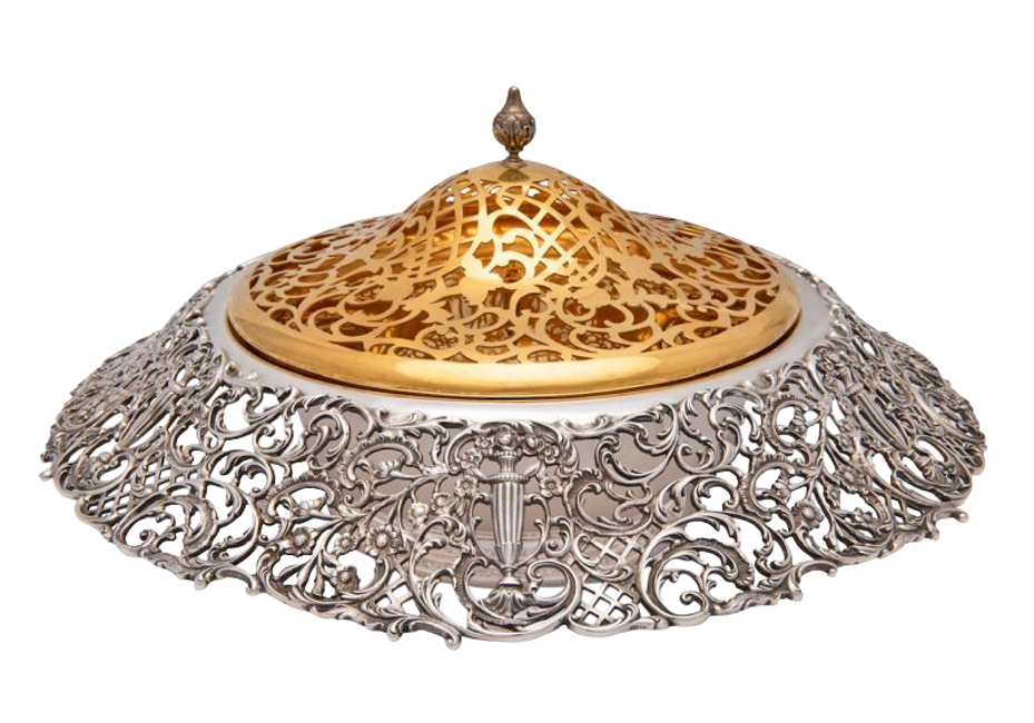 Shreve Co. Sterling Silver Rose Bowl With An Elaborately Pierced Skirt