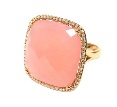 Vintage Rose Quartz and Diamond Ring