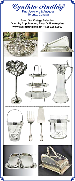 Decor & Dining Sterling Silver For Canadian Antiques & Vintage Magazine Ad From The Cynthia Findlay Fine Jewellery & Antiques Store