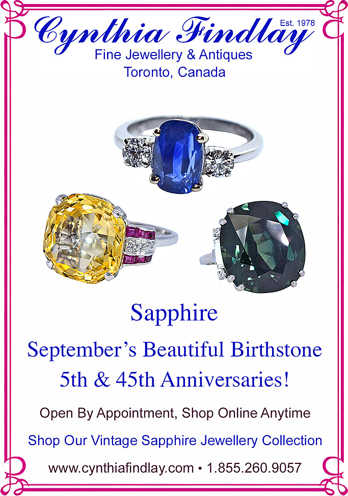 Vintage and estate green, yellow and blue sapphire jewellery featured in The Globe & Mail