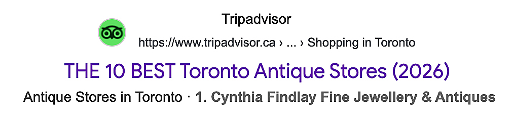 TripAdvisor The 10 Best Toronto Antique Stores 2026 - #1 Cynthia Findlay Fine Jewellery & Antiques